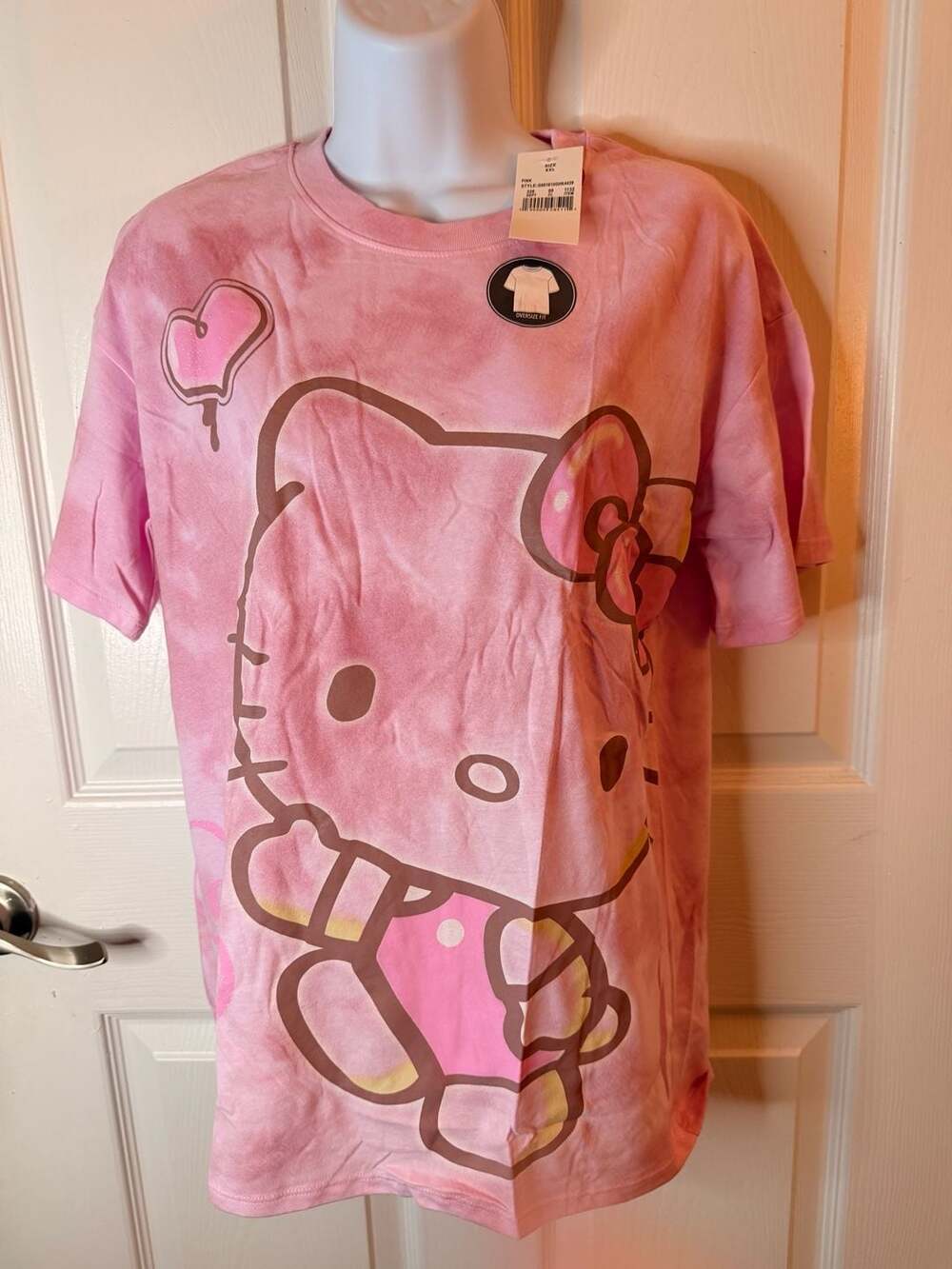 Hello Kitty T-Shirt Size XXL Pink Tie Dye Graphic Oversize Fit